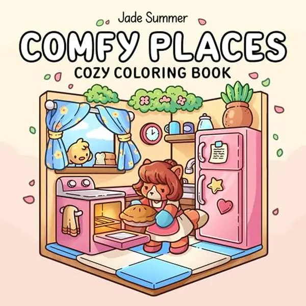 Cute Hygge Coloring Book - Comfy Places Series, Adorable Characters, 40 Cozy Scenes, 8.5" x 8.5", English, Family-Friendly Interiors, Relaxing Feel-Good Tool for Cozy Artwork Lovers (Children's & Infants' Books)