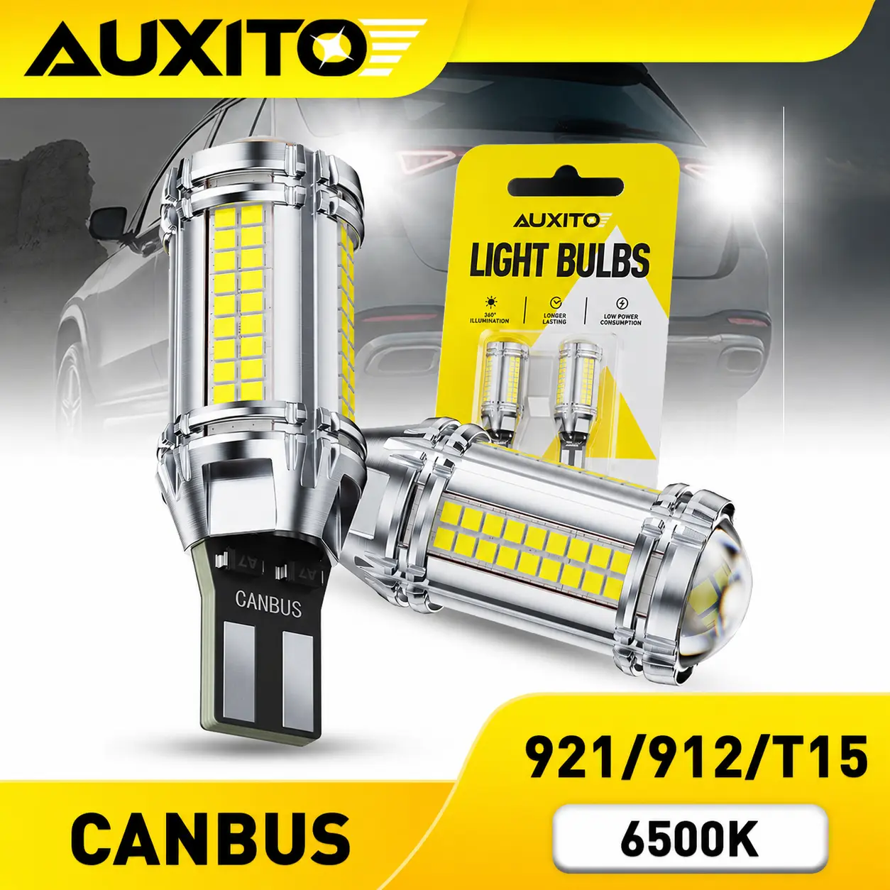 AUXITO 2026 Latest 921 LED Bulb Reverse Lights, 700% Super Bright 912 T15 LED Backup Light, CAN-Bus Error Free 906 922 W16W LED Bulbs for Reverse Back Up Marker Lights, 6500K White