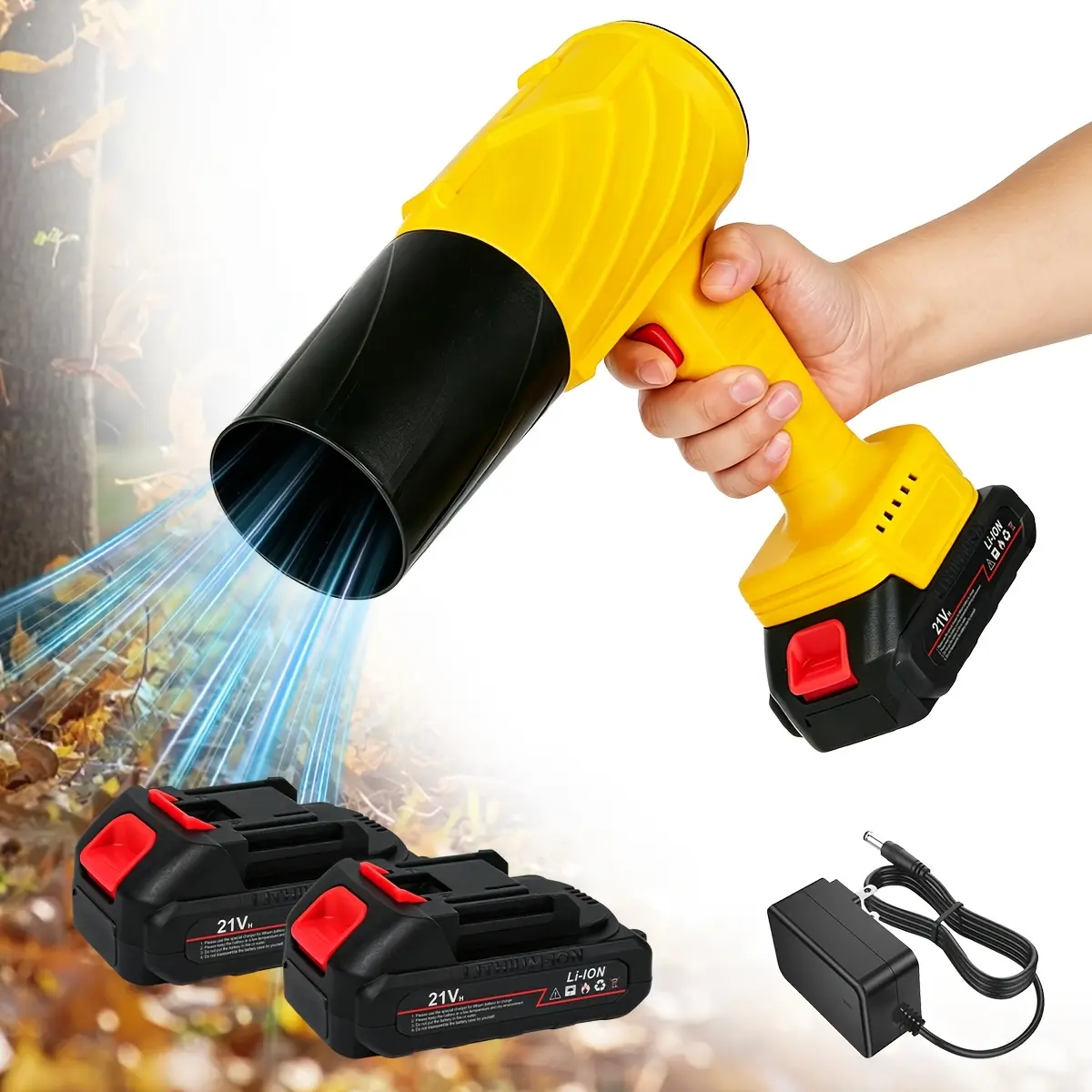 JIASLING 21V Cordless Leaf Blower, 20000RPM High RPM Turbo High-Pressure Jet Air Blower with 2.0/4.0AH Battery, Handheld Tool for Leaf Cleanup, Outdoor Surfaces Dust Removal, Ideal Gift