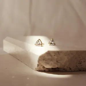 Triangle Diamond Studs by Caitlyn Minimalist