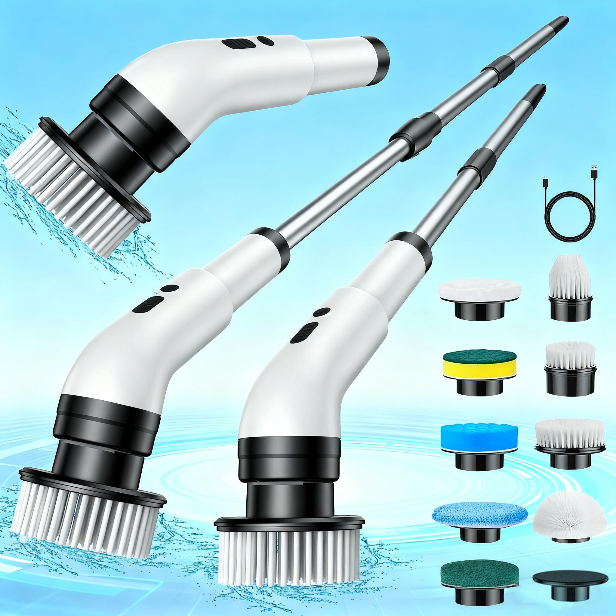 Electric Spin Scrubber,Electric Shower Scrubber,Cordless Cleaning Brush Scrubber for Home, 9 Replaceable Brush Heads-90Mins Work Time, 3 Adjustable Size, 5 Speeds for Bathroom Shower Bathtub Glass Car