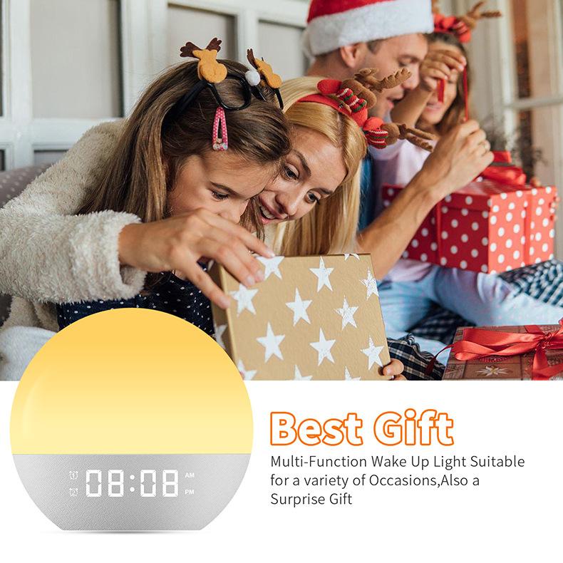 Sunrise Alarm Clock, White Noise Machine for Sleep, Upgraded Backlit Buttons, Bluetooth Speaker, Dimmable Night Light for Heavy Sleeper, Adults, Kids