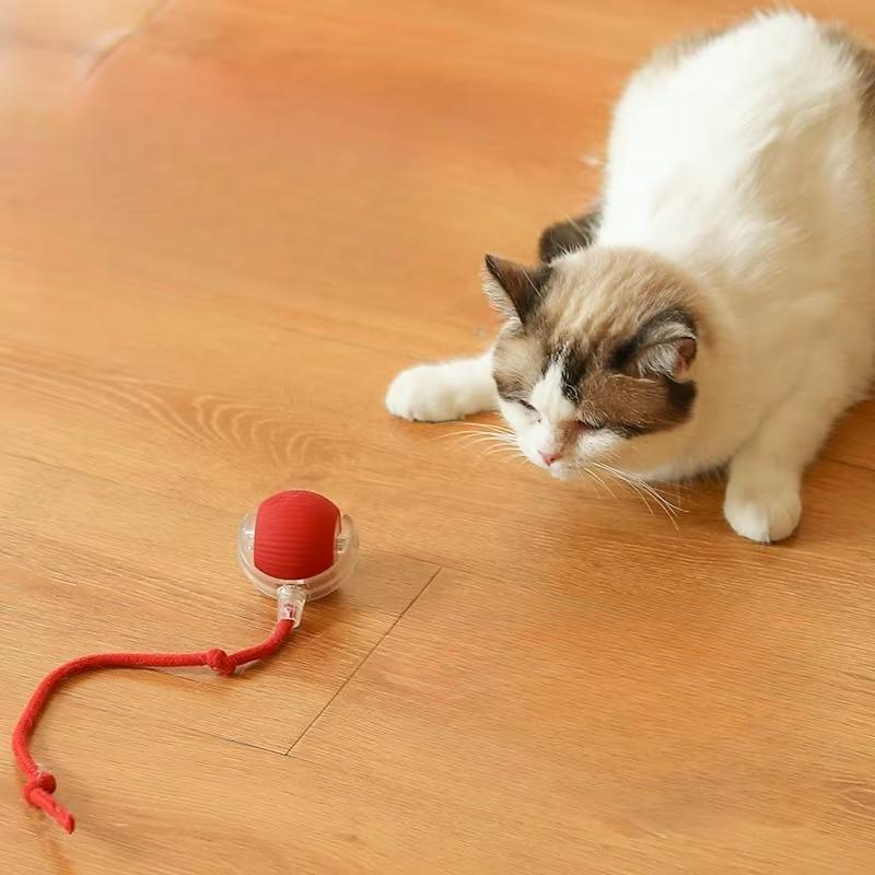 Hot Sale New Design Interactive Smart Ball With Tail Accessories Rolling on Carpet Fast Indestructable Rolling Smart Cat Toys