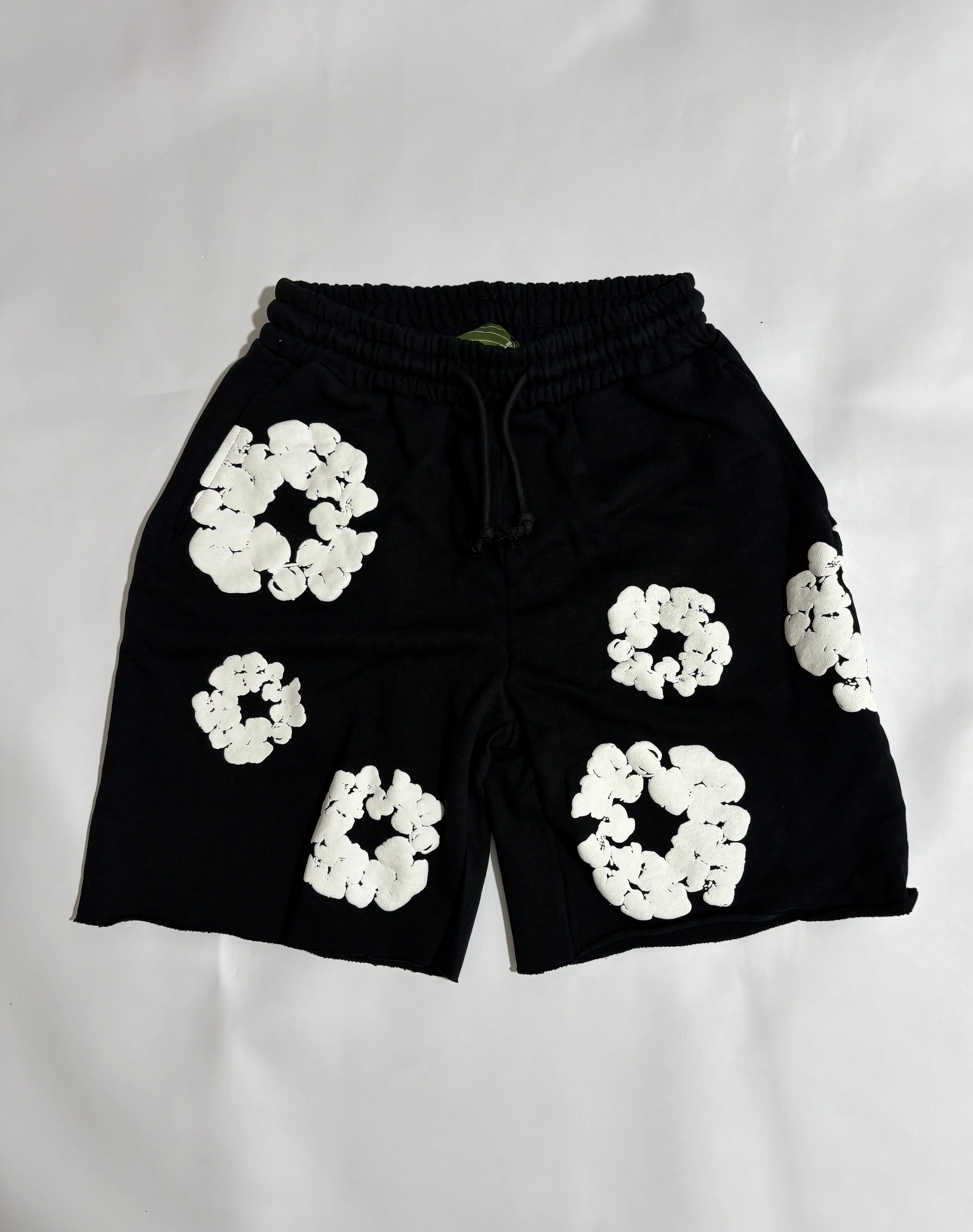 Black Man Shorts White Graphic Shorts Men Streetwear Casual Loose Fit