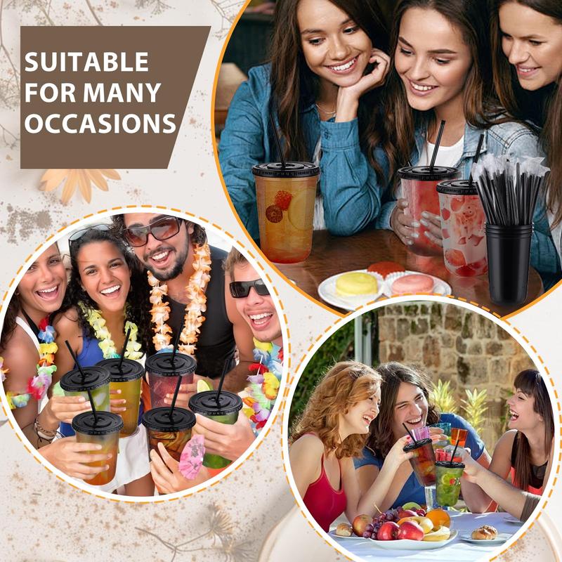 100 Sets 400ml Black Transparent Plastic Cups with Lids and Straws Disposable Iced Coffee Cups Perfect for Parties and Coffee Events Lightweight PET Material Leak-proof Lid U-shaped Design Essential for to Go Coffee Cup Colorful 100 Sets 400ml Black Transparent Plastic Cups with Lids and Straws Disposable Iced Coffee Cups Perfect for Parties and Coffee Events Lightweight PET Material Leak-proof Lid U-shaped Design Essential for to Go Coffee Cup Colorful