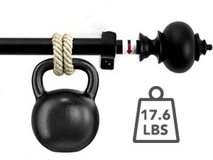 Deconovo Black Curtain Rods for Windows 48 to 84 Inches, Standard Adjustable Decorative Single Window Curtain Rod Set, 3/4 Inch Diameter Steel Tube with Black Finish