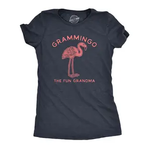 Womens Grammingo The Fun Grandma T Shirt Funny Flamingo Grandmother Graphic Novelty Tee Funny Womens T Shirts Cute Vintage Fashion Casual Ladies T-Shirt Gift Animal Tops for Women Funny Grandma Top Women's Navy