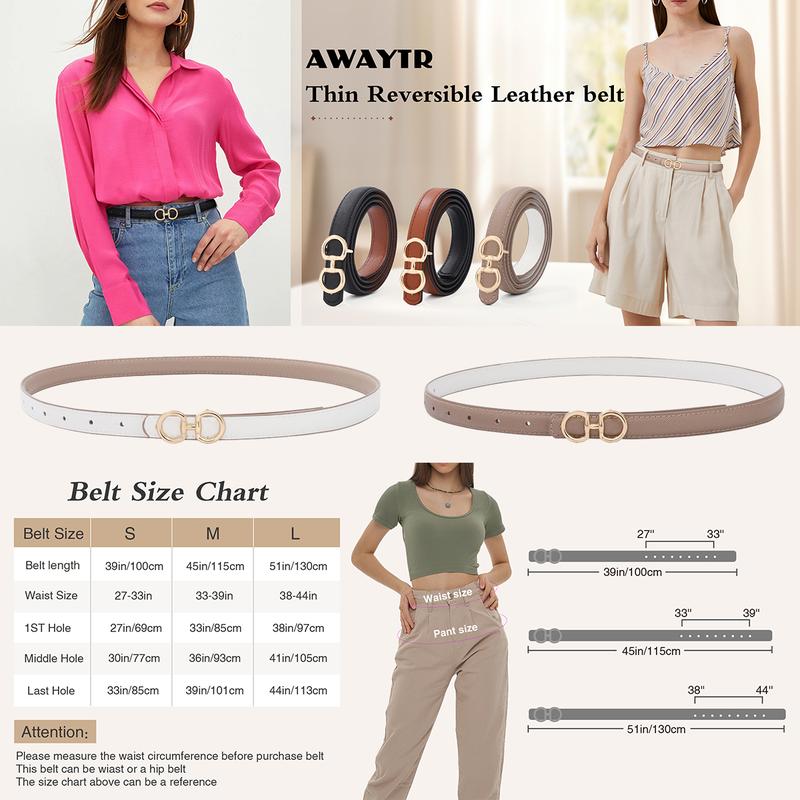 AWAYTR Womens Reversible Thin Belt Skinny Waist Leather Belts with Horseshoe Buckle 2 in 1 Ladies Fashion Belt for Jeans Dress TikTokShopBlackFriday AWAYTR Womens Reversible Thin Belt Skinny Waist Leather Belts with Horseshoe Buckle 2 in 1 Ladies Fashion Belt for Jeans Dress TikTokShopBlackFriday