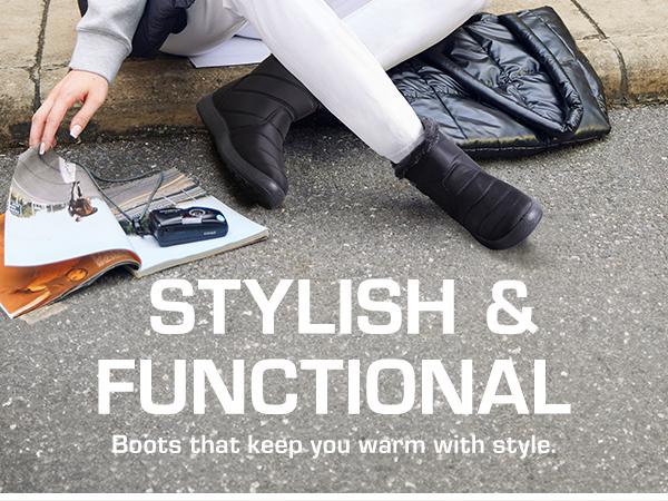 DREAM PAIRS Winter Boots for Women Warm Fur Lined with Zipper Flat Ankle Boots Comfortable Lightweight Outdoor Indoor Booties