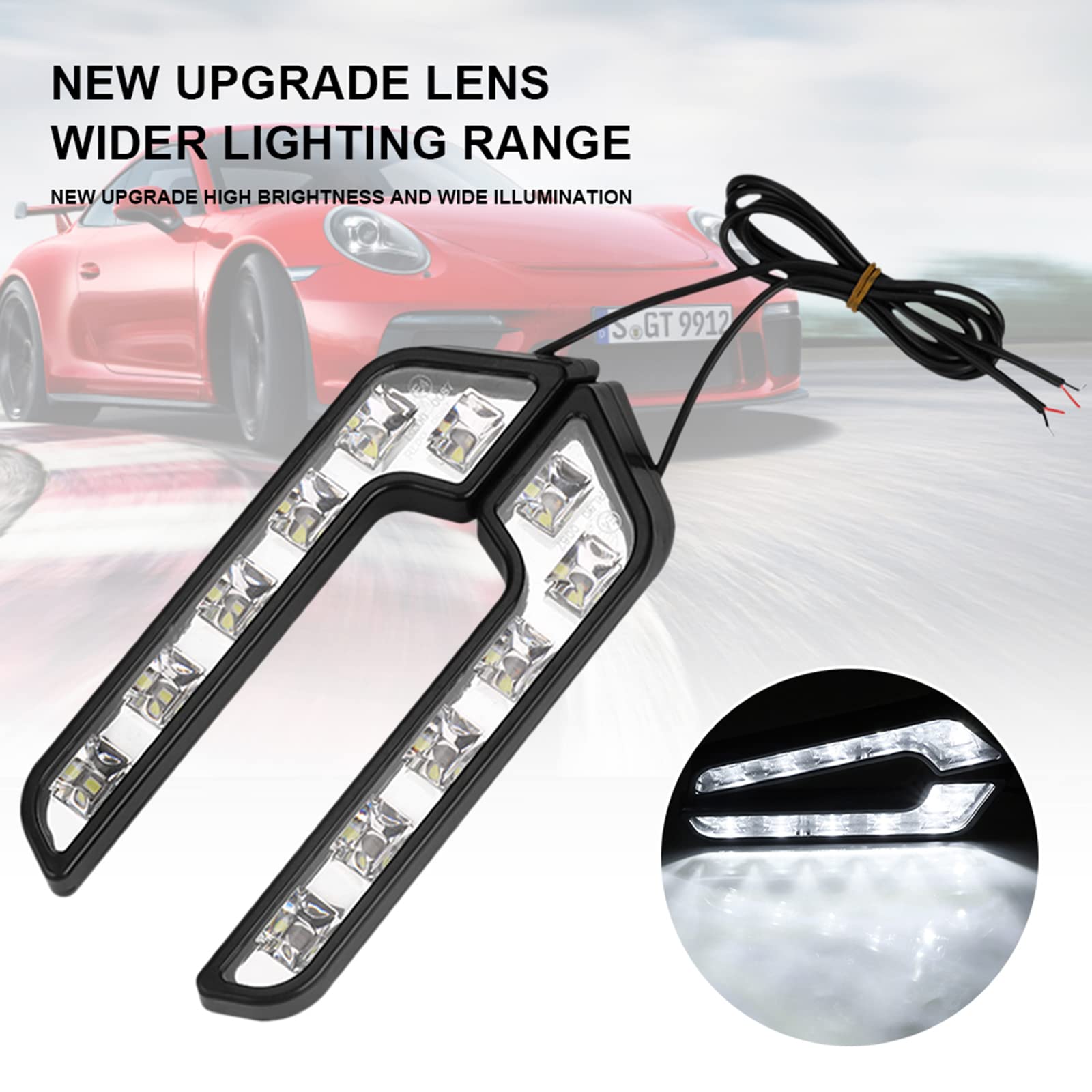 DIBMS LED Daytime Running Light Kits 2PCS 12V L Shaped Driving Lamp Daytime Running Fog Light Durable Waterproof Car LED Lamp