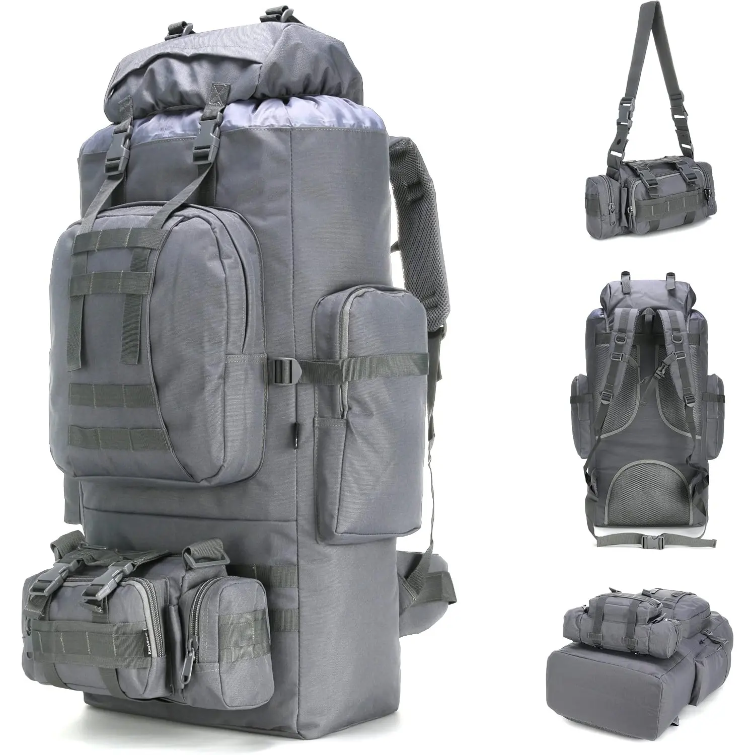 100L Durable Outdoor Hiking Backpack - Unisex Oxford Cloth Rucksack with 3D Foam, Rain Cover, Zip Closure, Spacious Storage, Molle System for Camping, Travel, Extra Large Belt-Ready Design