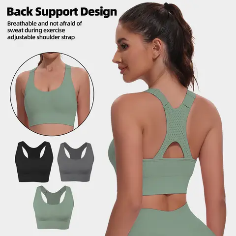 CHRLEISURE 3 Pack Adjustable Sports Bras for Women Padded Racerback Sport for Workout Running Gym