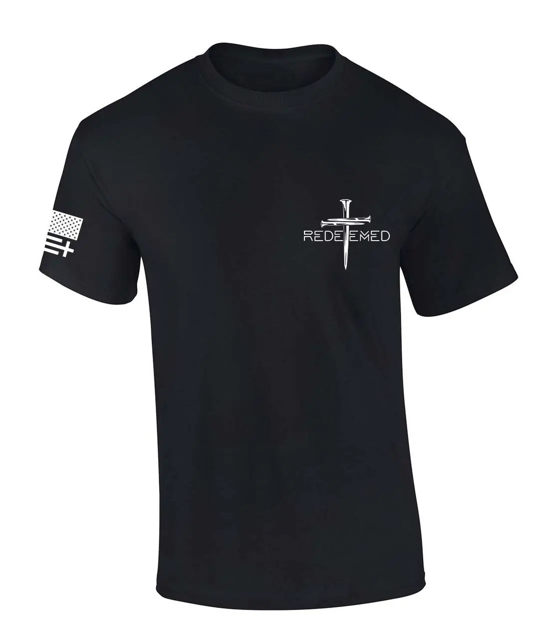 Trenz Shirt Company Mens Christian Tshirt Redeemed Nail Cross Crest Design Jesus Short Sleeve T-shirt