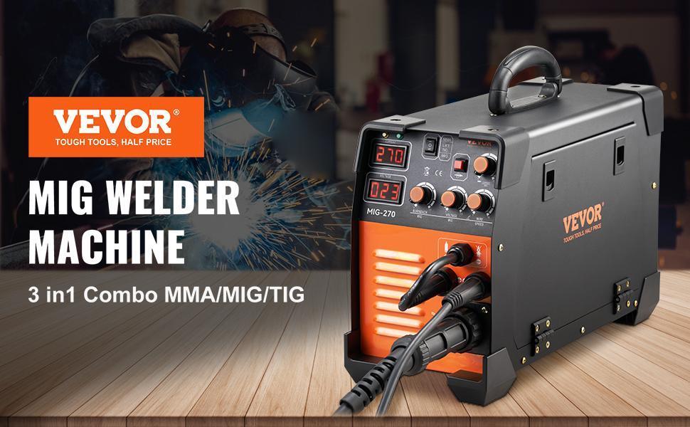 VEVOR Mig Welder Welding Machine 270A MIG MMA TIG 3 In 1 Welder Combo 110V/220V
