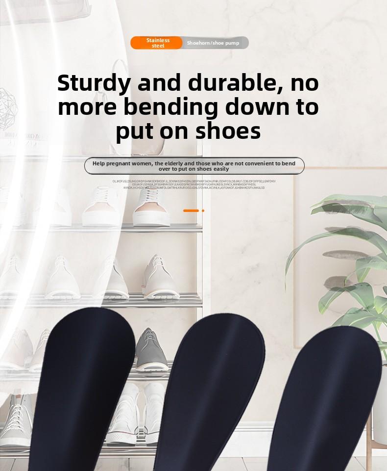 Metal Sprayed Shoe Horn |     Portable No-Bending Shoe Helper for Mobility Impaired