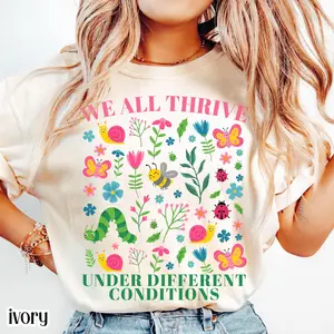 Autism Shirt Diversity Inclusion TShirt SPED Teacher Tee Neurodiversity We All Thrive Under Different Conditions T-Shirt Gift
