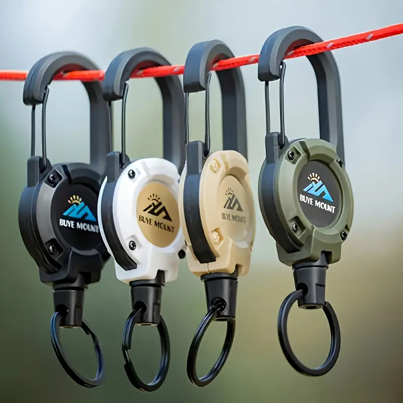 2-Pack Heavy Duty ABS Shell Portable Retractable Keychain Set - Wire Rope, Lanyard, Climbing Snap Hook, C Hook, Multifunctional Badge & ID Card Clip for Gorpcore Climbing, Adventure (Anti-Chaos Solution), Hook Opening 1.7Cm