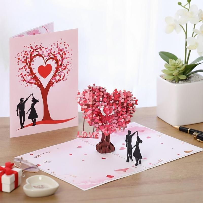 Romantic 3D Pop Up Card Heart Tree Design. Creative Valentine's Day Gift for Her Him. Laser Cut Greeting Cards with Envelope. Anniversary Wedding Birthday Souvenir. Handmade Paper Craft Love Confession. Best Surprise Present for Wife Husband.