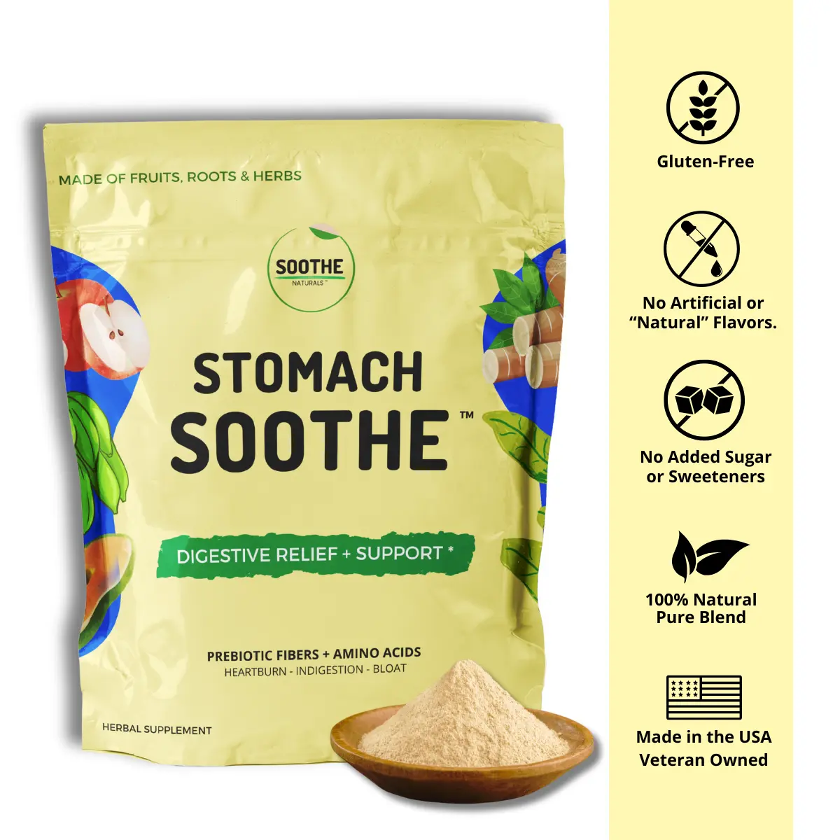 Stomach Soothe - Heartburn, Indigestion & Bloat Relief - 100% Natural Digestive Powder
