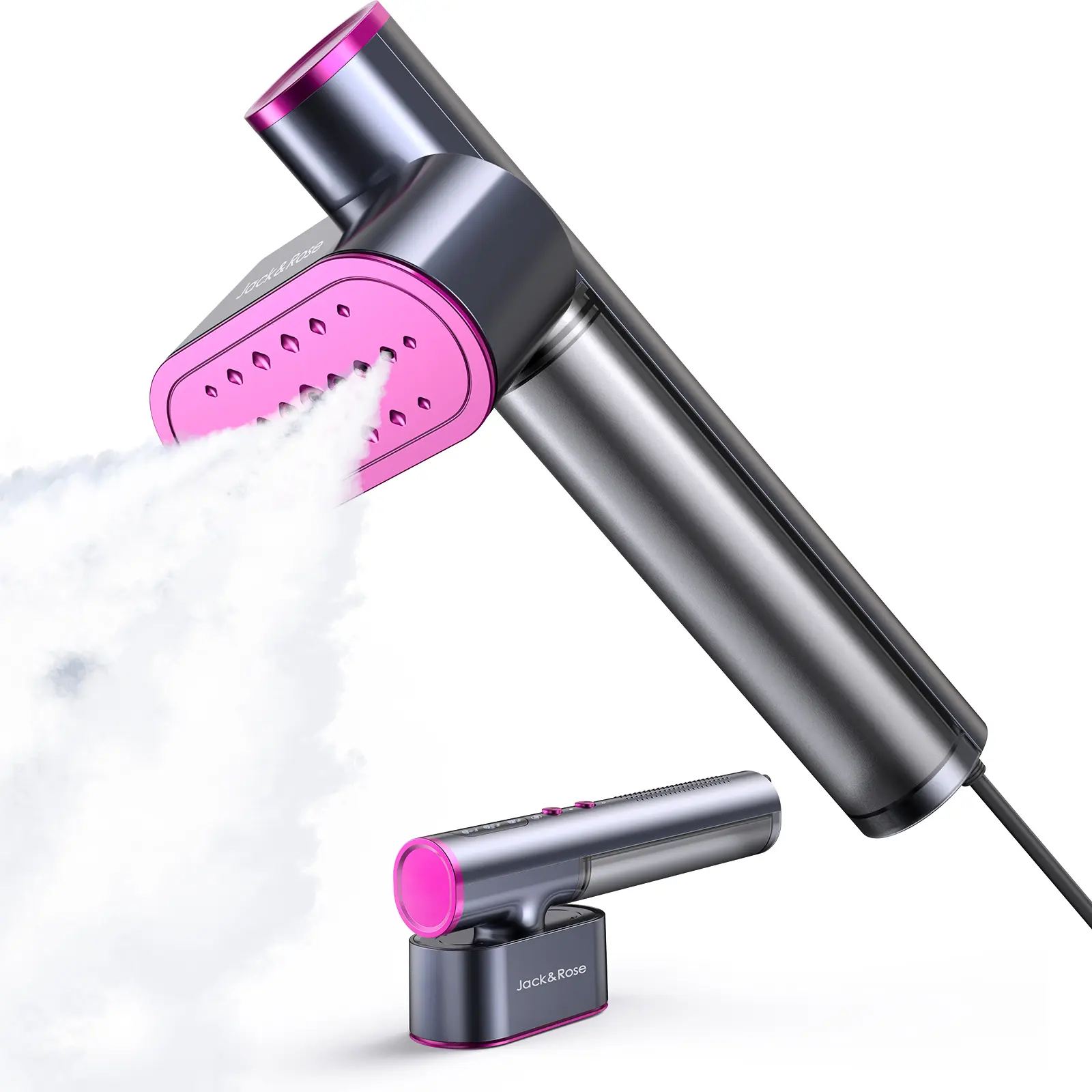Jack & Rose 2-in-1 Portable Garment Steamer - Steaming Iron with Press-Ready Iron Function, 100-240V Wide Voltage, 15s Fast Heat-Up, Large Ceramic Heat Panel, Multifunction Handheld Fabric Steamer for Global Travel & Household Use, Steamer For Clothes