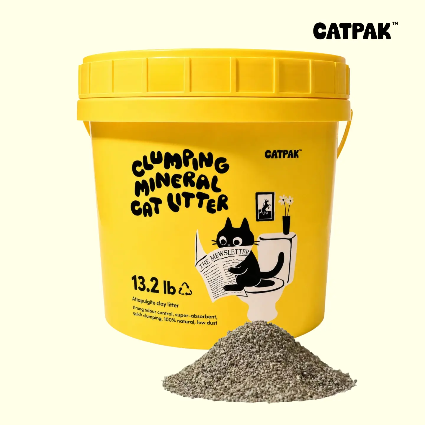 CATPAK Natural Mineral Cat Litter, 13.2 lb Value Size, Natural Attapulgite Clay, Eco-Friendly, Fast Clumping, Strong Odor Control, Low Dust & Low Tracking