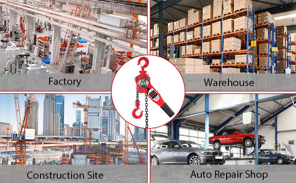 【GARVEE】Lever Chain Hoist, Manual Lever Hoist Come Along 0.75 TON /1650 LBS, 10 Feet Lift Steel Chain with Heavy Duty Hooks Industrial Grade Steel for Lifting Pulling Building Garages Warehouse