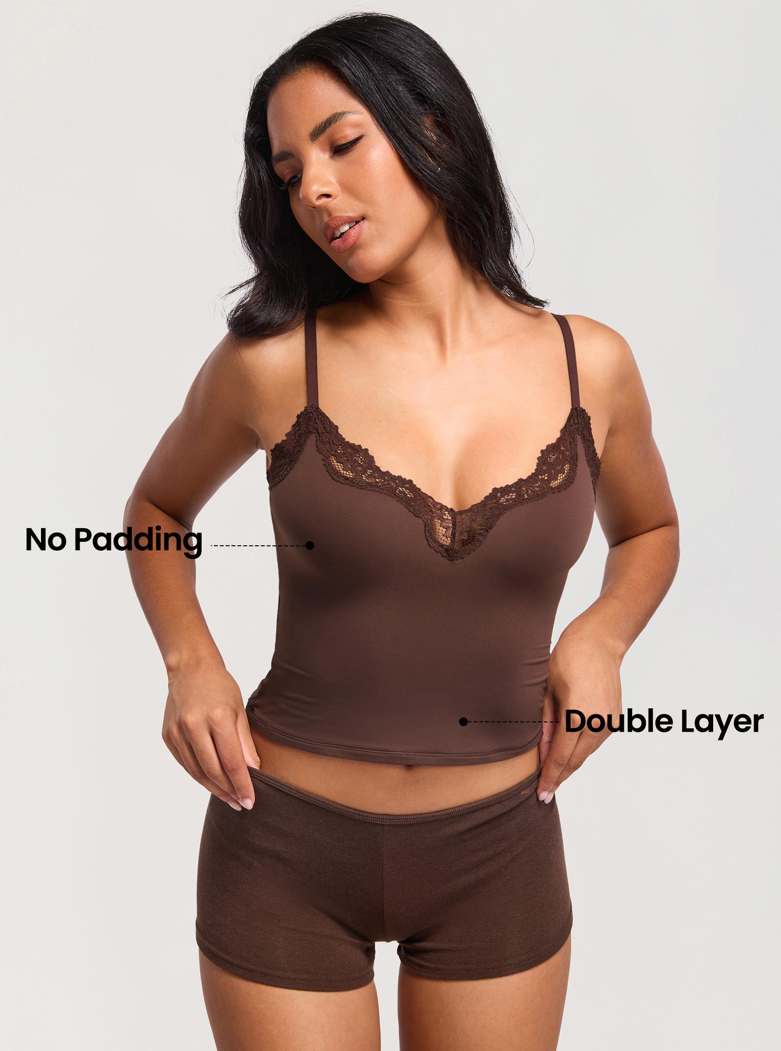 DOBREVA Women's V Neck Double Lined Camisole Tops Lace Trim Sleeveless Fitted Sexy Going Out Y2K Tank Top DOBREVA Women's V Neck Double Lined Camisole Tops Lace Trim Sleeveless Fitted Sexy Going Out Y2K Tank Top