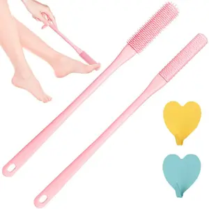 4PCS Spa Scrub Set with Soft Silicone Toe Cleaner, Exfoliating Massage Brush, Back Scrubber, and Hand Movements - Gentle Shower Accessories for Deep Cleansing & Relaxation,