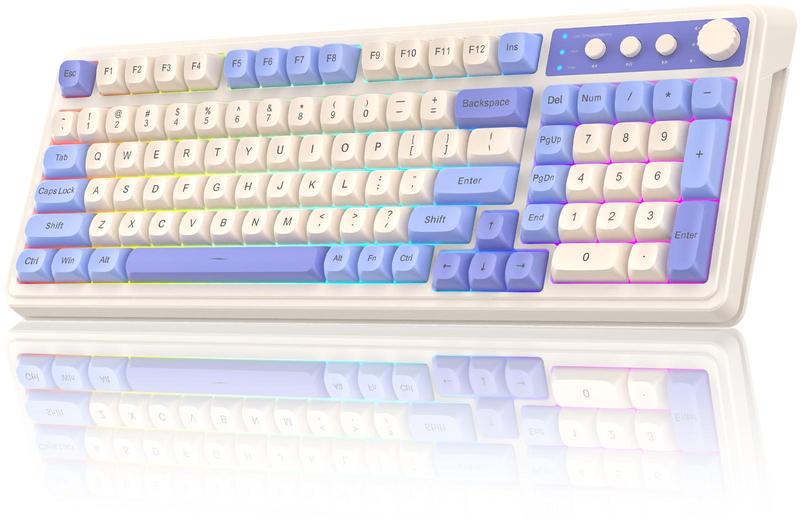 [Restock]AULA S99 Key Keyboard, Tri-Mode Bluetooth/2.4GHz/USB-C Cute Creamy Gaming Keyboard with Number Pad RGB Backlit, Media Knob Custom for MAC Xbox PC Gamer Valentine's Day gift S99 Keyboard Fixed Keycaps & Switches (Non-Replaceable)