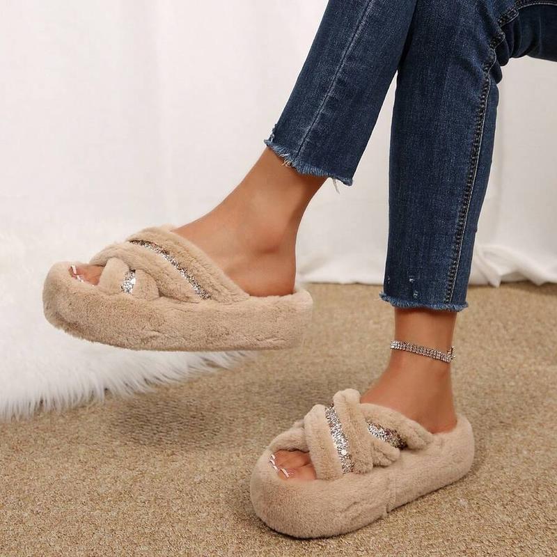Mysoft Women's Plush Slippers, Soft Warm Winter Shoe, Womensfashion Sandals Slippers for Women, Cozy Indoor Bedroom Footwear, Ideal Valentine's Day Gift
