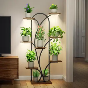 POZILAN Plant Stand Indoor with Grow Light, 55.6" Corner Plant Shelf Indoor, 8 Tiered Tall Plant Stands for Indoor Plants Display Rack Holder, Flower Stand for Balcony, Living Room