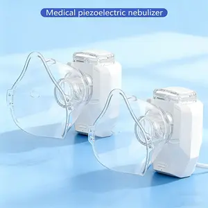 2Pcs Portable  with 400mA LithiumBattery for Adults & Kids Adjustable NebulizationRate Mesh Mask for Breathing Problems & FacialHydration No Battery Installation Needed