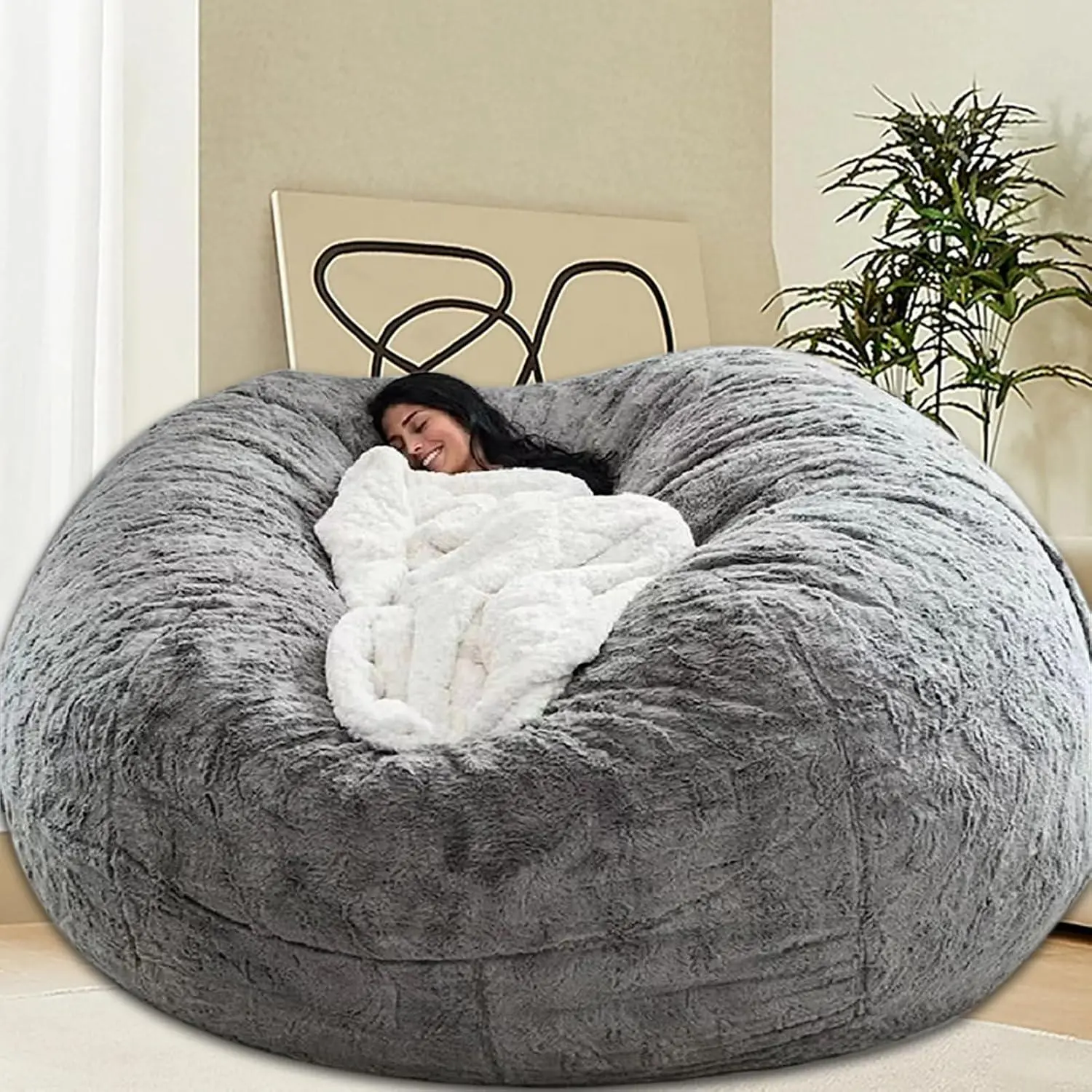 UNDER SPACE 6FT Bean Bag Chair, Removable Cover, High-Rebound Memory Foam Filler, Anti-Fade, Cold Weather-Ready, Indoor Sofa Furniture, Living Room Furniture, Home Decor, Floor Mattress, Gift