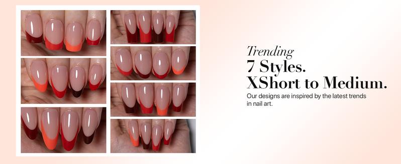 SXC Cosmetics X-Pro Tips French Tip Press on Nails – French Red Edition Starter Kit 150PCS, 15 Sizes, 5 Styles, Beginner-Friendly Red117Kit-M Square