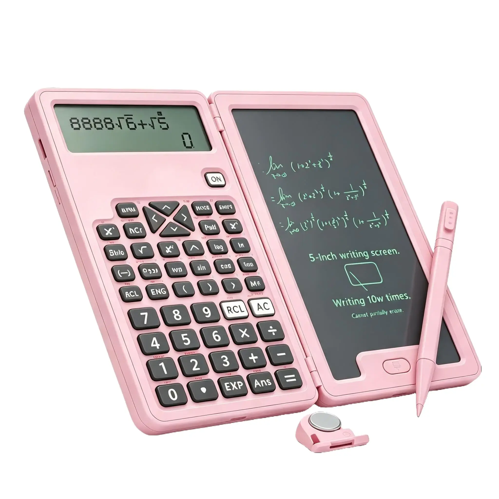 Scientific Calculator with Notepad - 2-Line Foldable Display, 240-Functions Battery-Powered Portable School Supply for Middle-High School Students, Party Gift Item