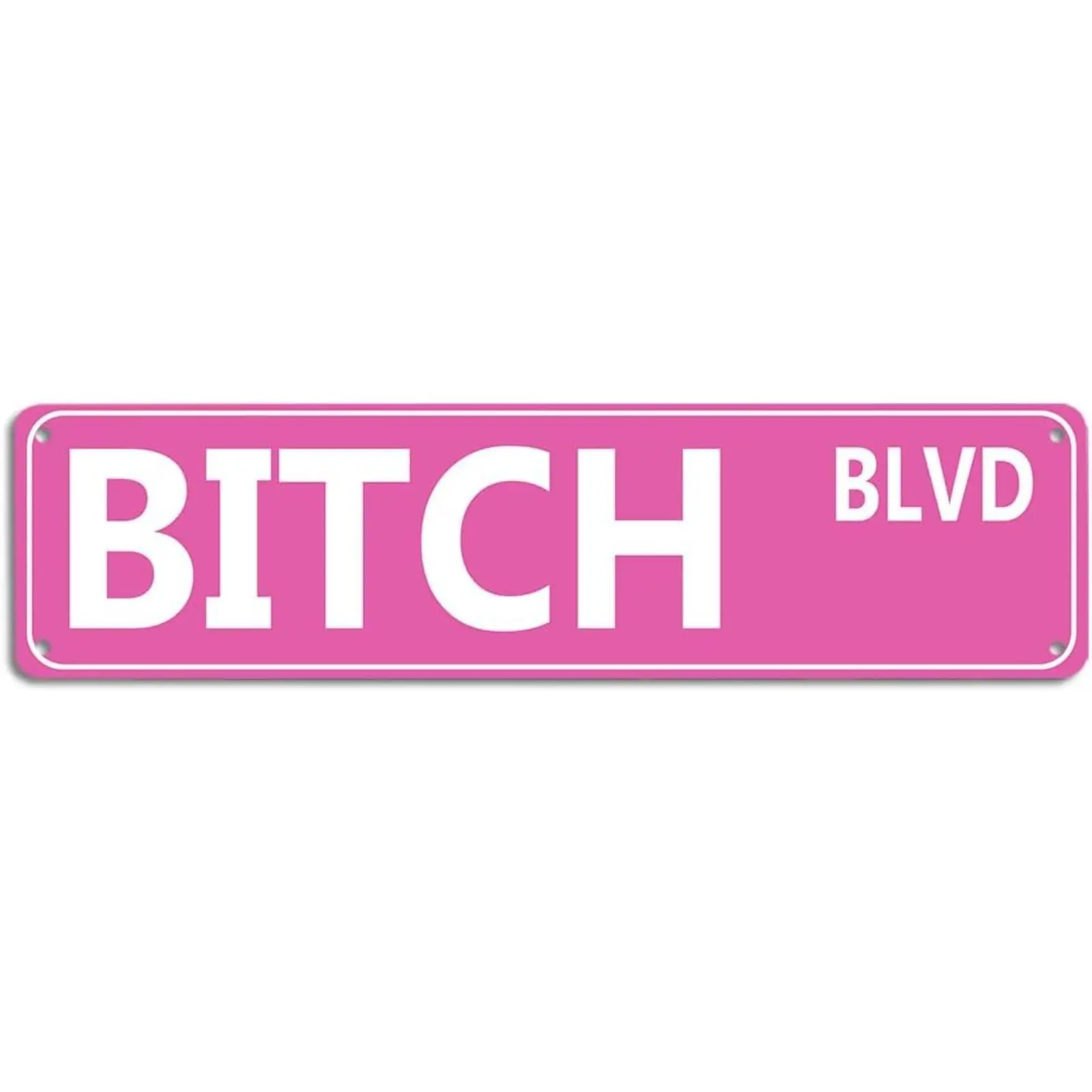 16x4 In Retro Pink Lightweight Vintage Tin Metal Sign - 'BITCH BLVD' Bold Statement Plaque, Home Decor Wall Art for Home & Bar, Friend Gift Idea (B71), Vintage Tin Sign