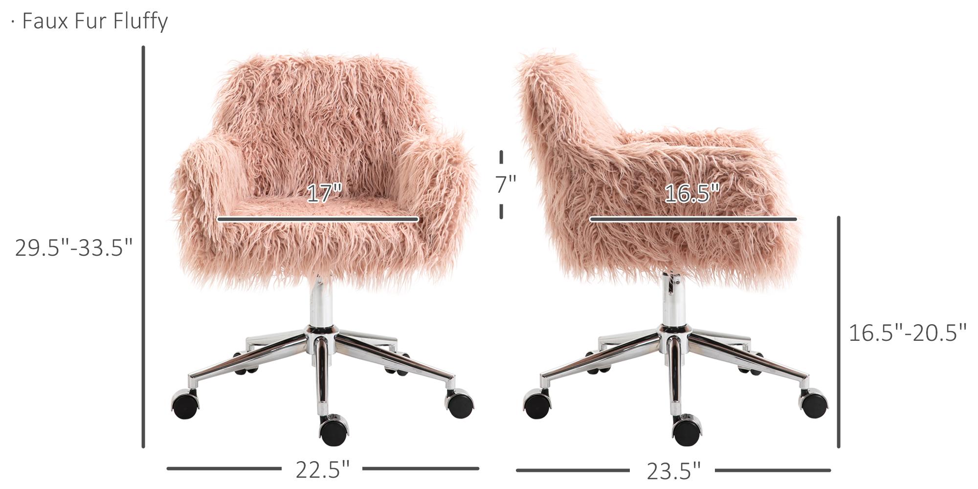 HOMCOM Mid-Back Office Chair, Swivel Vanity Chair with Adjustable Height and Wheels, Computer Desk Chair for Home Office or Bedroom