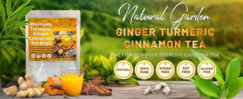 Ginger Tea,Turmeric Tea,Herbal Detox Tea,100% natural,Caffeine-Free Sugar-Free Vegan Tea Bags for Daily Wellness (120 Bags)