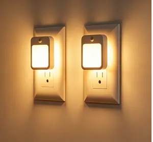 2-Mode Plug-in LED Night Light with Dusk to Dawn Sensor, 2 Pack Auto Dusk Dawn LED Nightlights for Bedroom Bathroom Hallway Home Use