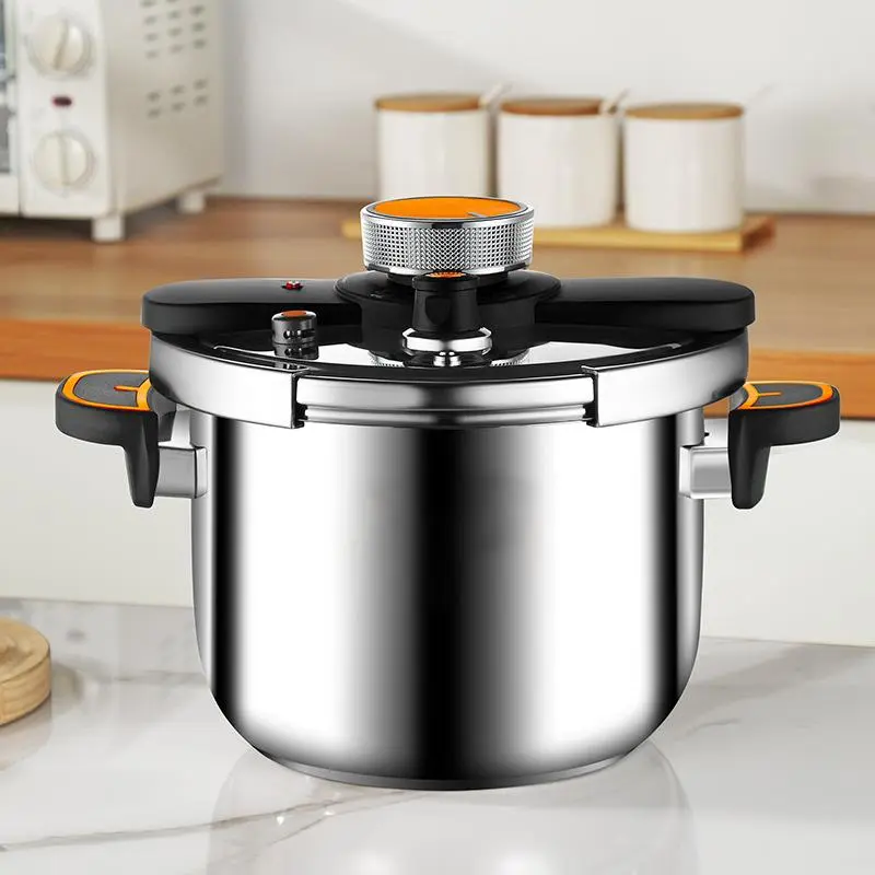 Stainless Steel Pressure Cooker, Improved Pressure Cooker, 1 Count Induction Pressure Cooker with Secure Locking System, Kitchen Cookware for Home Use, Cooking, Kitchenware, Pressurecooker