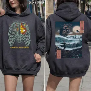 A Heart's A Heavy Burden 2 Sided Hoodie, Sweatshirt, T-shirt, Howls Moving Castle Tee, Studio Ghibli, Anime Fans Shirt
