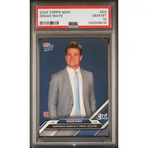 Drake Maye 2024 Topps Now NFL Draft Football Rookie Card #D3 PSA 10 Cert #100308618