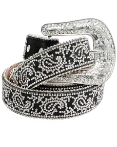 Shyanne Women's Rhinestone Paisley Print Belt - Saho23bt7