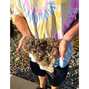 7.4lb Natural Smoky Quartz Crystal Cluster Large Dark Quartz Display Specimen #35