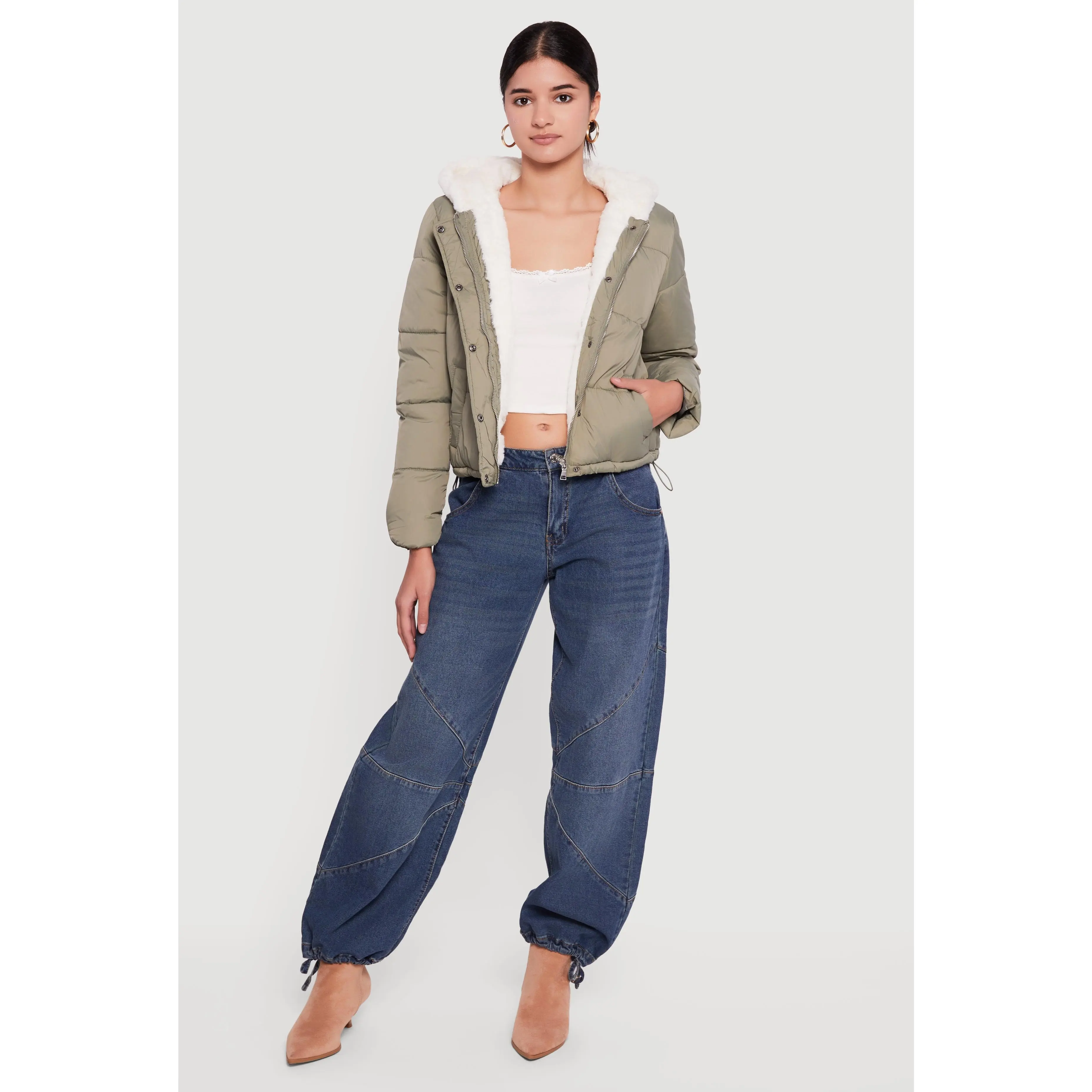 Faux Fur Lined Hooded Puffer Jacket