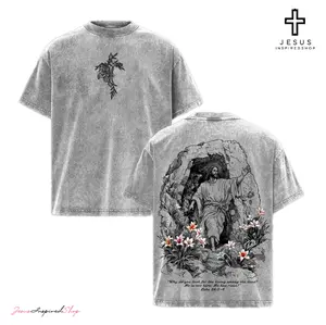 He Is Risen Vintage Oversized T-Shirt: Celebrate Easter with Jesus' Resurrection Christian Graphic Design – Heavy Cotton Unisex Faith Streetwear for Believers, Ideal Religious Sunday Gift