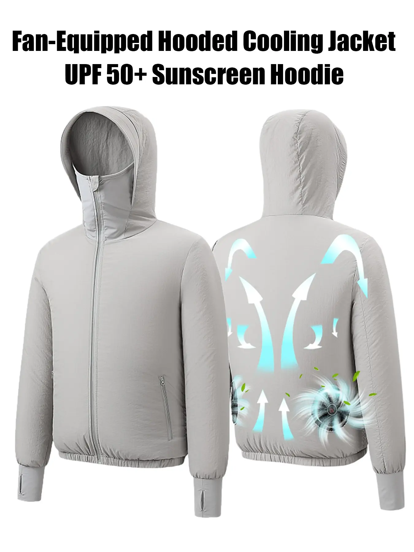 Summer Men's Fan Cooling Hooded Jacket, Fan Design, Upf50+ Sun Protection, Uv Protection, No Battery Included, Running Fitness, Outdoor Sports, Travel, Cooling Feature, Unisex