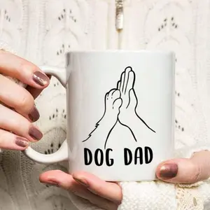 Dog Dad High Five Ceramic Mug for Man's Best Friend 11 Oz Coffee Tea Cup