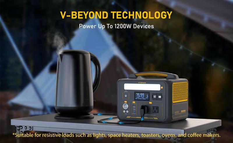 VTOMAN Jump 600X Portable Power Station 600W 1200W Peak 299Wh LiFePO4 Battery 2x 110V/600W AC Outlets 60W PD 12V DC Output for RV Van Camping & Home Backup