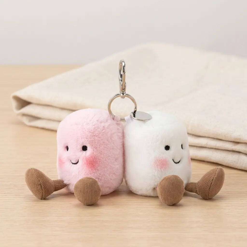 Jellycat Amuseables Pair of Marshmallows Bag Charm – Cute Pair of Soft Treats with Clip, Sweet Gift & Bag Accessory